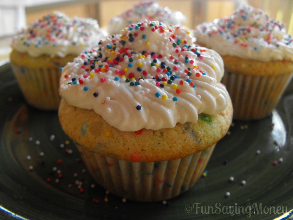 homemade funfetti cupcakes with buttercream frosting