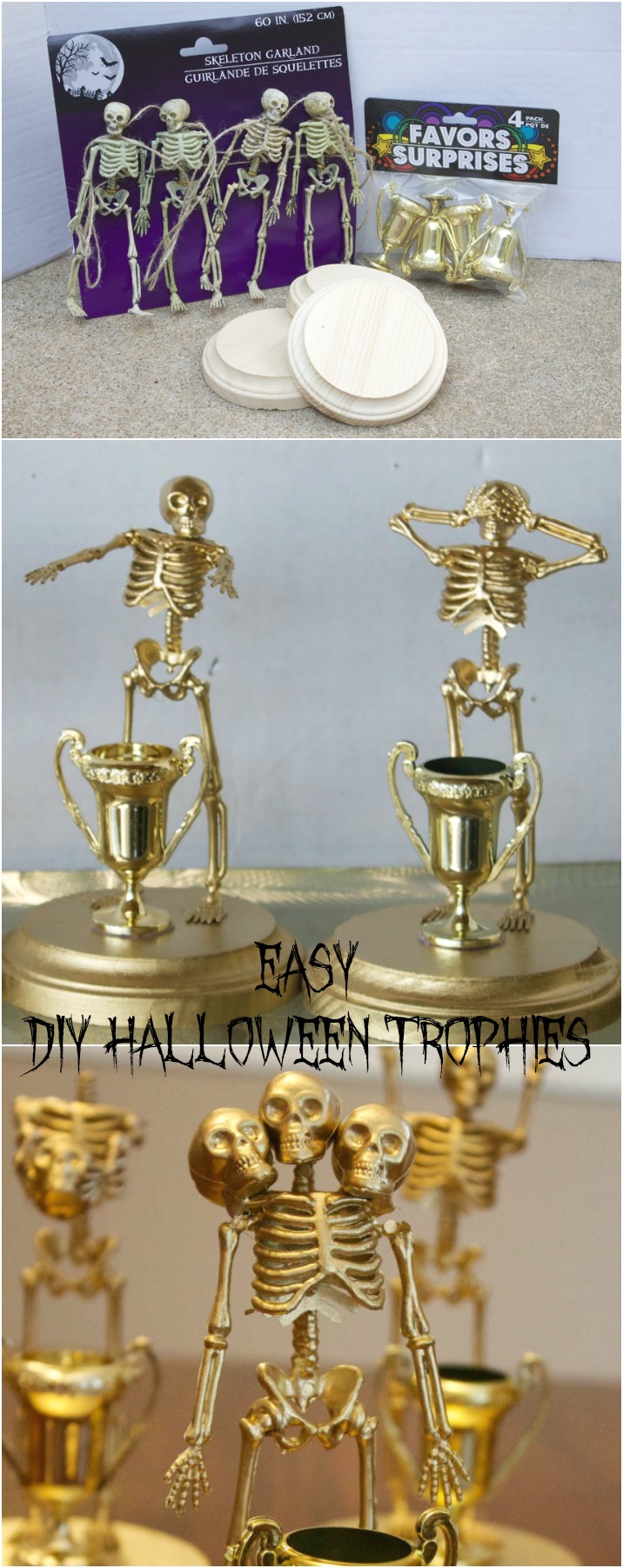 Easy Make at Home Halloween Trophies for costume Contest Parties