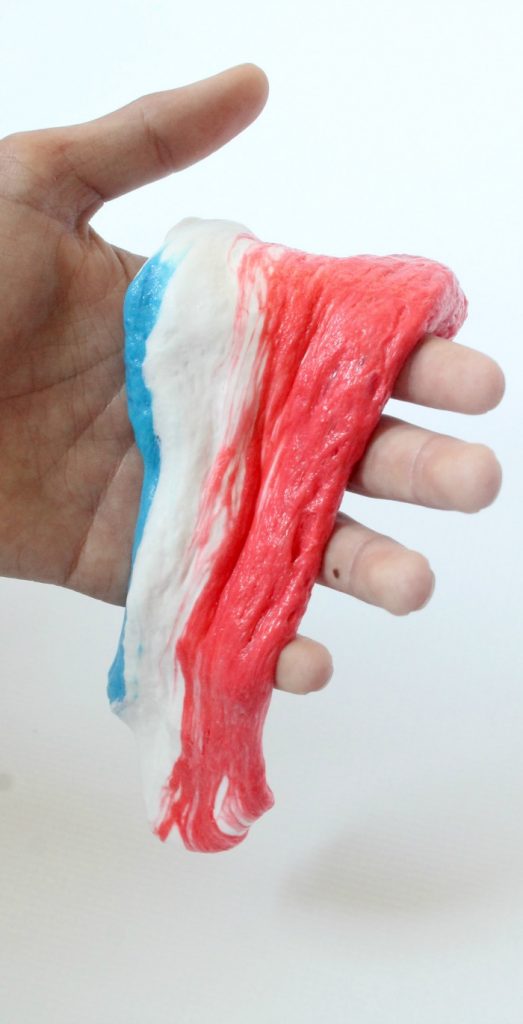 Saline Solution 4th of July Fluffy Slime Recipe 