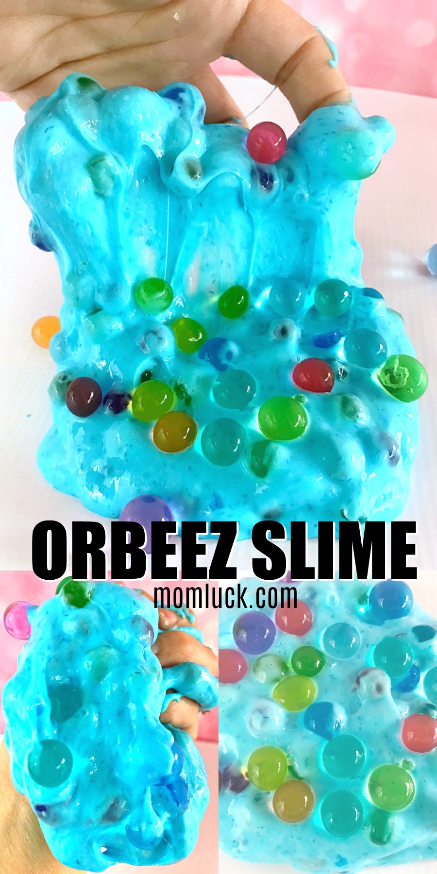 Blue Slime with Colored Orbeez Water Beads 