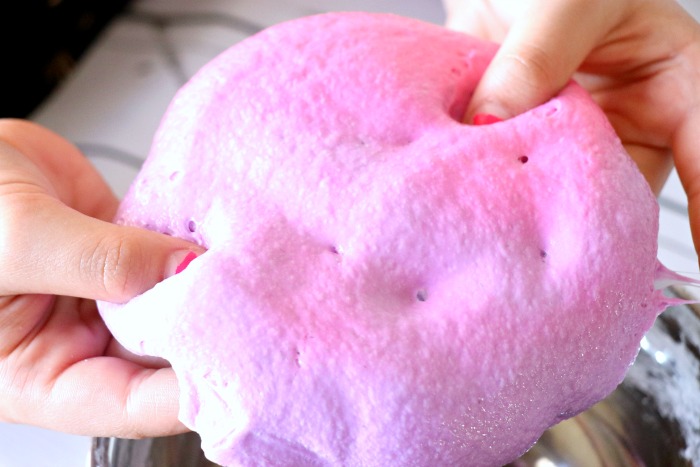 playing with pink and purple iceberg slime 